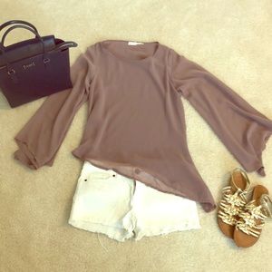 Blue Bird Asymmetrical Flowy Blouse